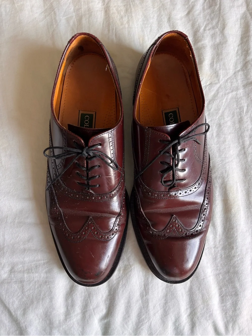 Vintage Cole Haan Burgundy Wingtip Oxford Dress Shoes • Size 11.5